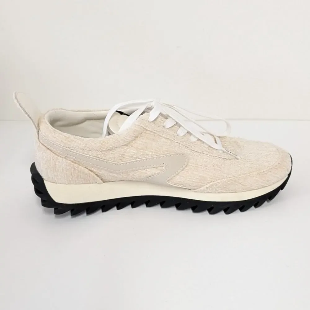Rag&bone Retro Runner Chenille Sneakers Womens EU39/US9 Ecru Plain Lace-up Low